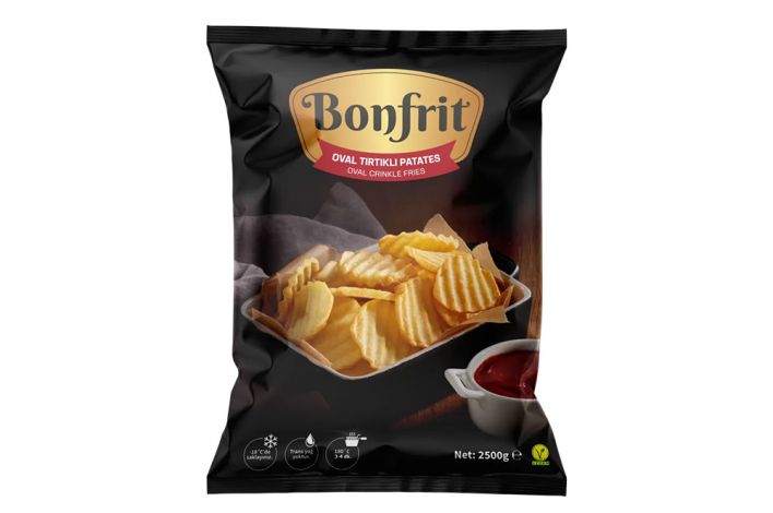 BONFRİT OVAL DİLİM TIRTIKLI SARI PATATES 2500 GR X 4 AD 